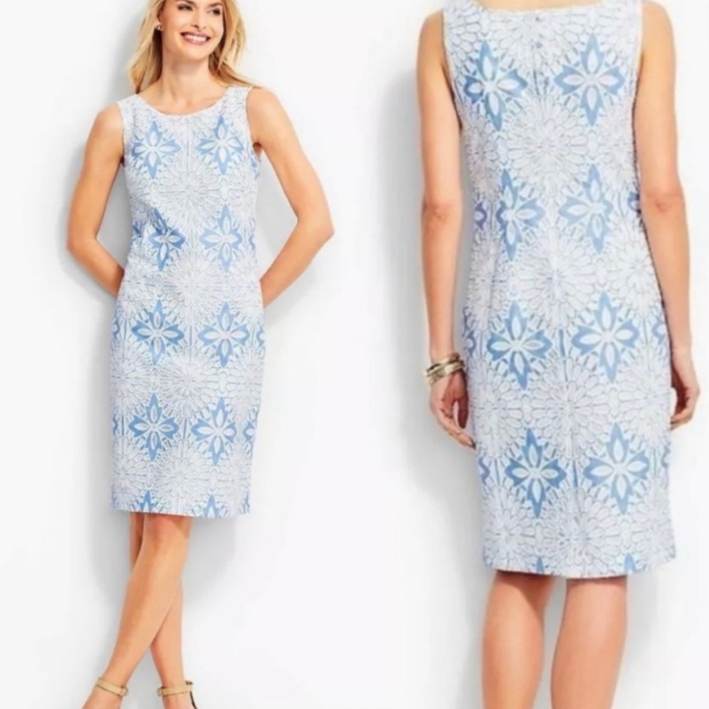 EUC White and blue Talbots dress